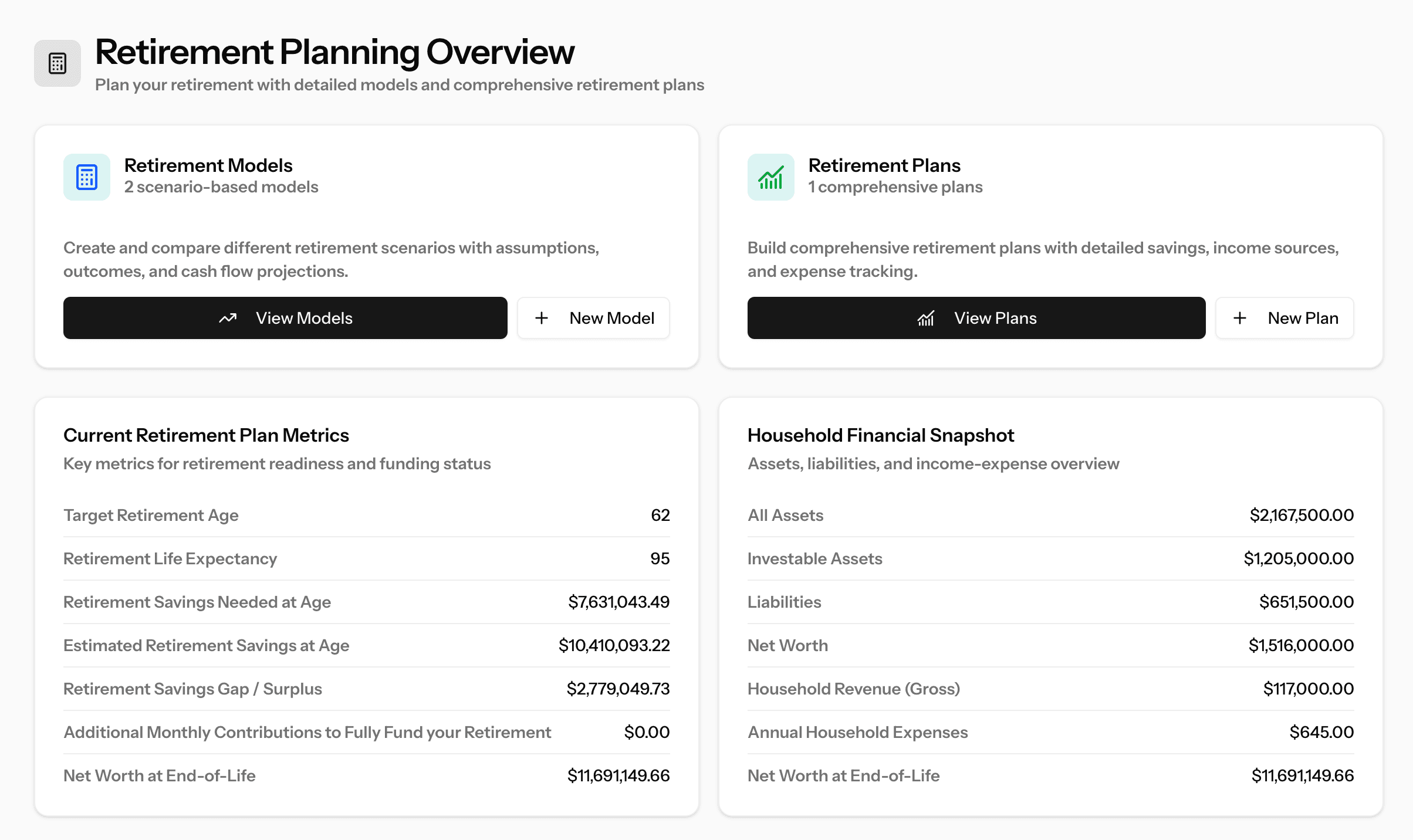 Retirement Planning Dashboard