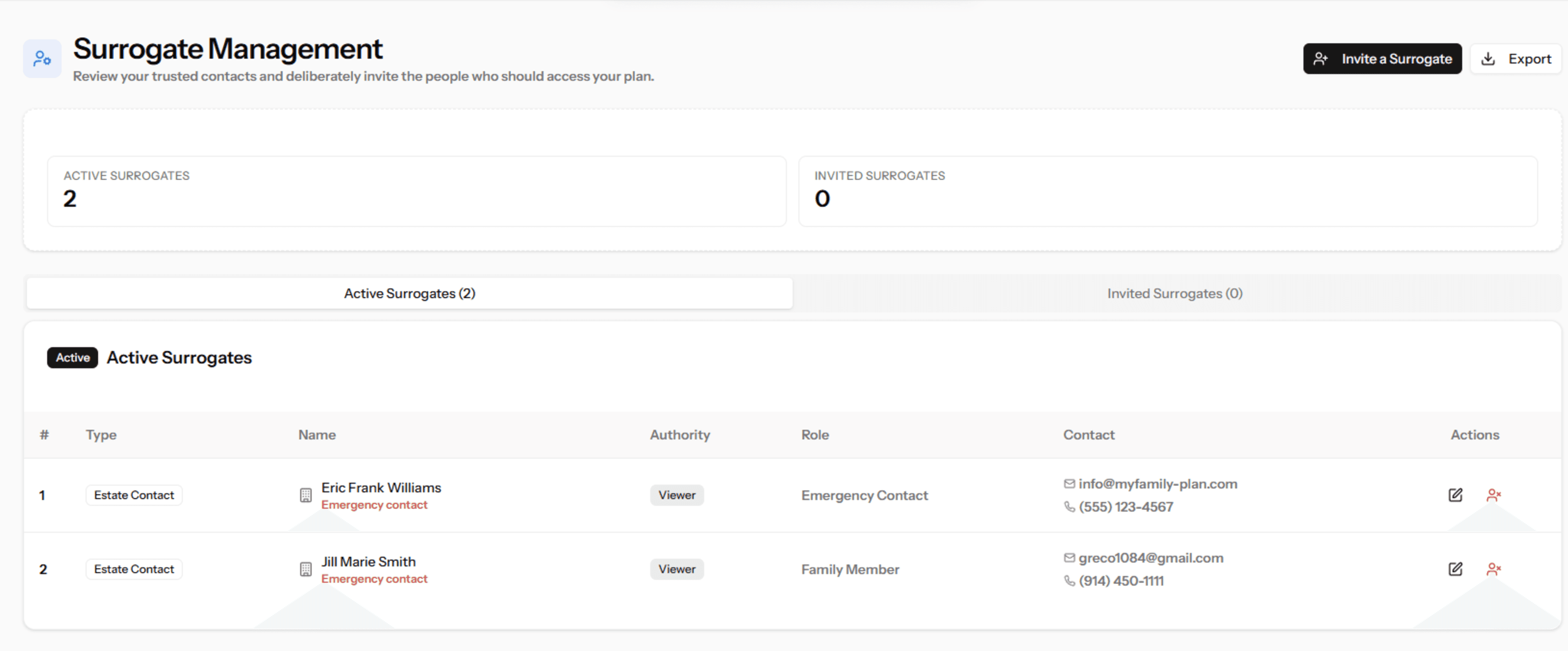 Surrogate Management Dashboard
