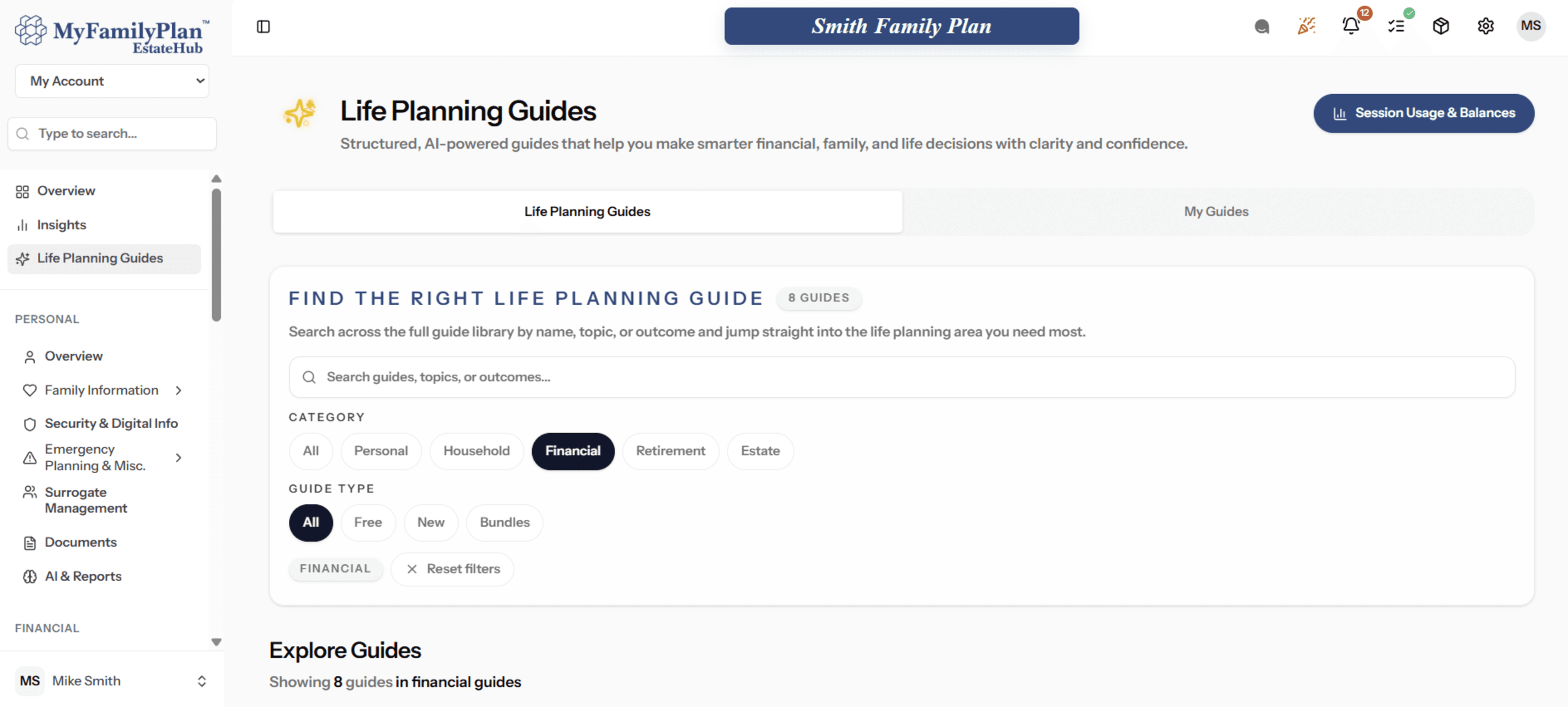 AI-powered planning insights dashboard